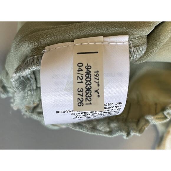 American Eagle Green Plaid Cotton Off Shoulder Puff Sleeve Crop Top Size S/P/CH - Picture 11 of 13